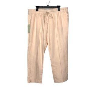 Dockers Peach Linen Blend Drawstring Stretch Waist Cropped Pants New Nwt Size 14